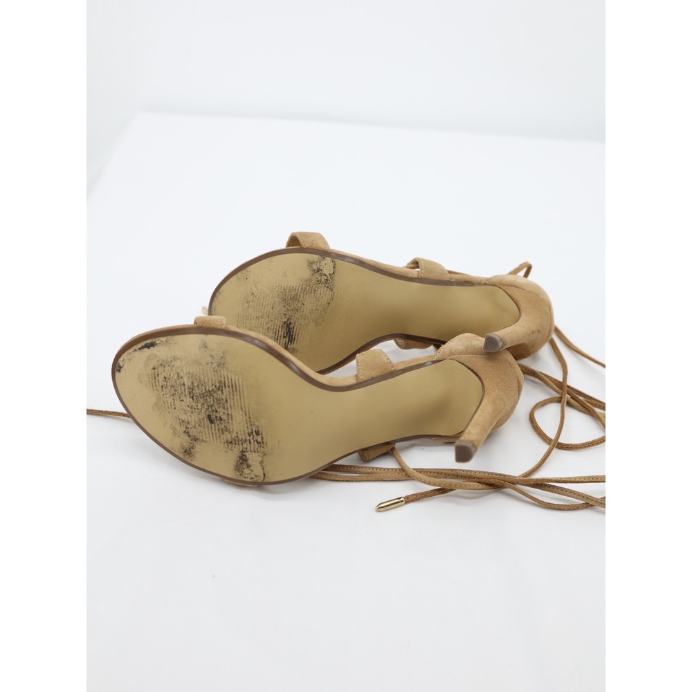 Steve Madden Presidnt Lace Up Suede Tan Stiletto Leg Wrap Sandals 7.5 - Picture 10 of 12